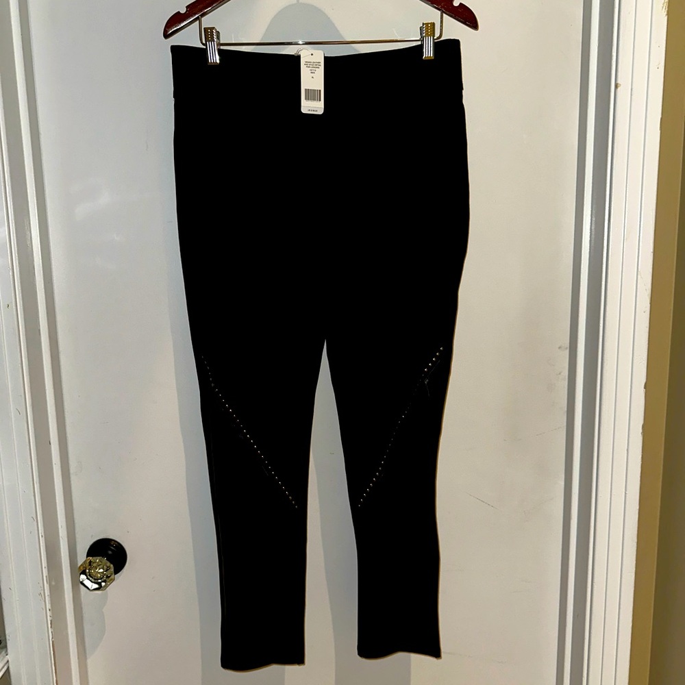 Bebe Leggings with Leather Detailing